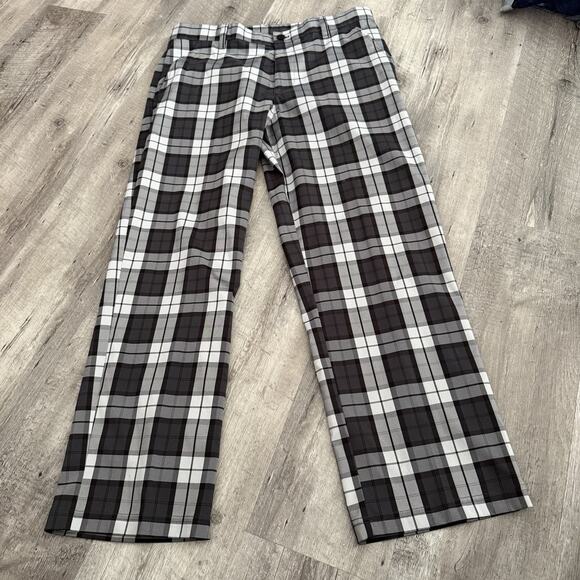 Izod Golf Pants Mens 34x29 Gray Check Performance Stretch Flat Front Straight - Picture 1 of 6